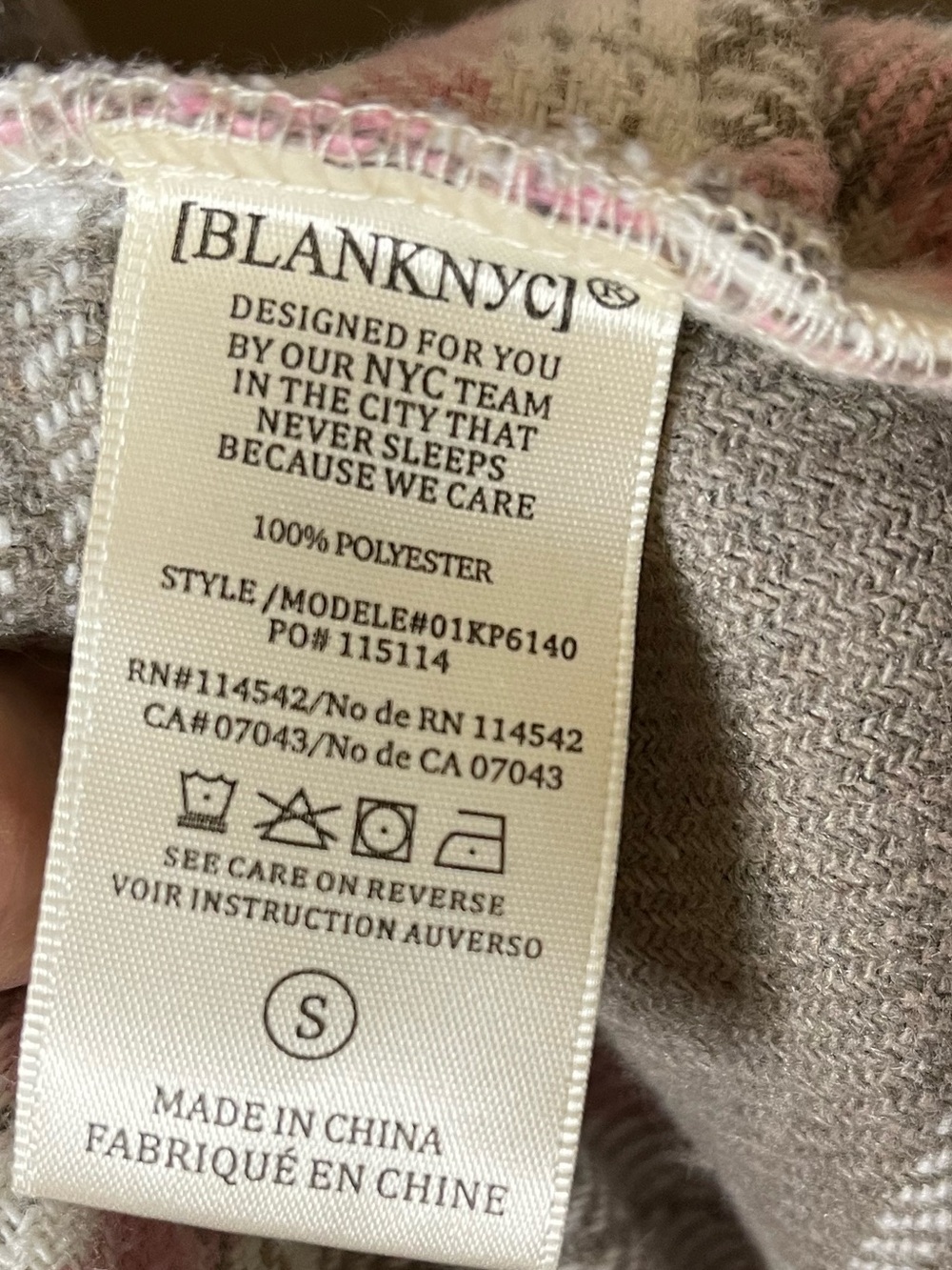 BLANKNYC Taupe and Pink Plaid Shacket Sz S - Picture 4 of 4